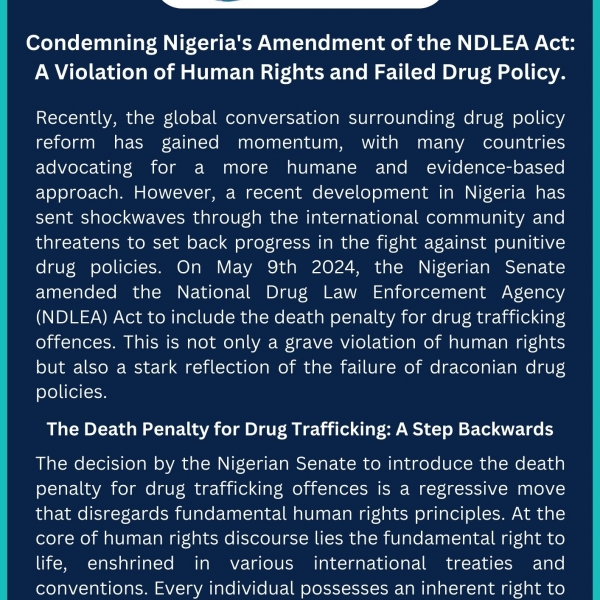 ssdp intl - SSDP - Article Condemning Nigeria's Amendment of the NDLEA Act: A Violation of Human Rights and Failed Drug Policy. 