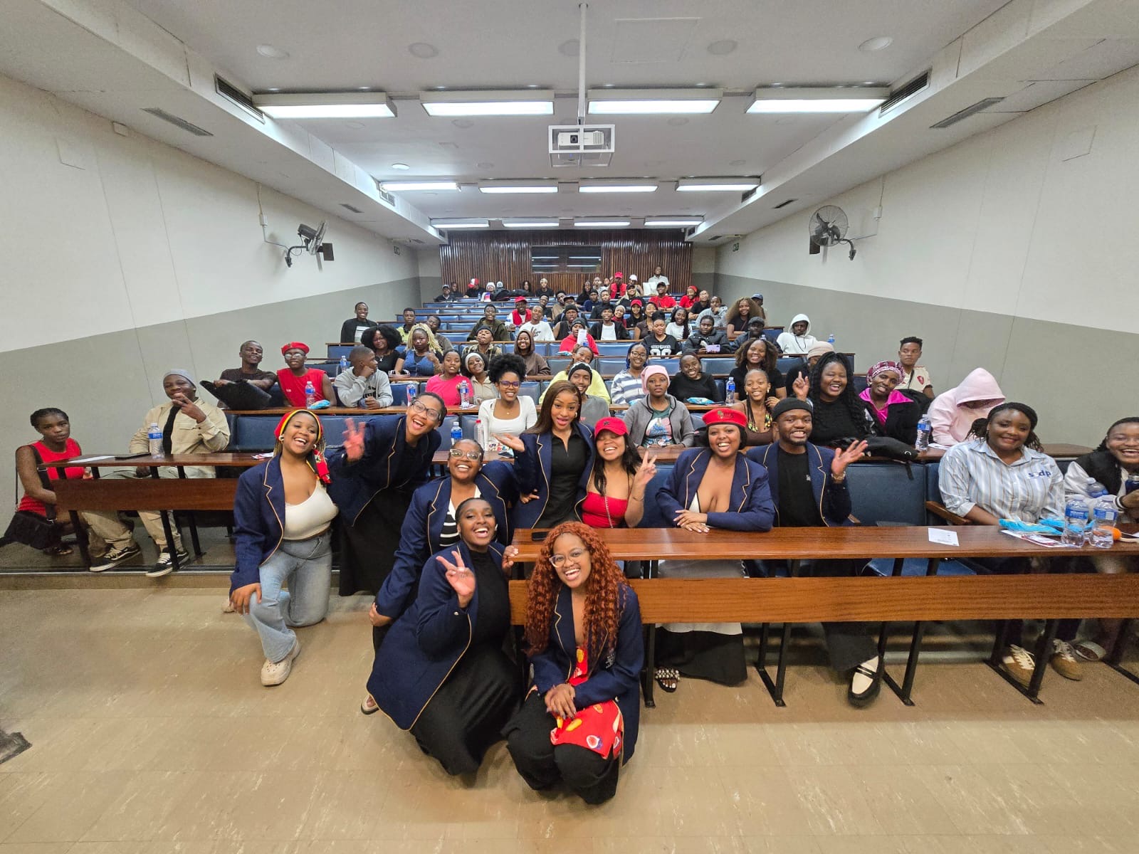Student organisers and attendees gathered at a campus event